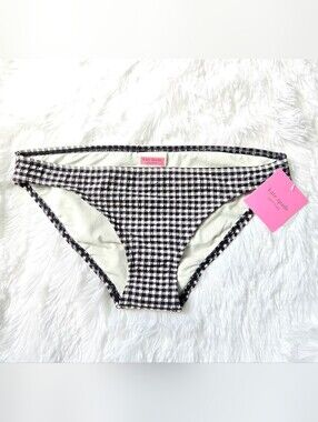 NWT Kate Spade Black and White Gingham Bikini Bottoms with Pink Label Size M